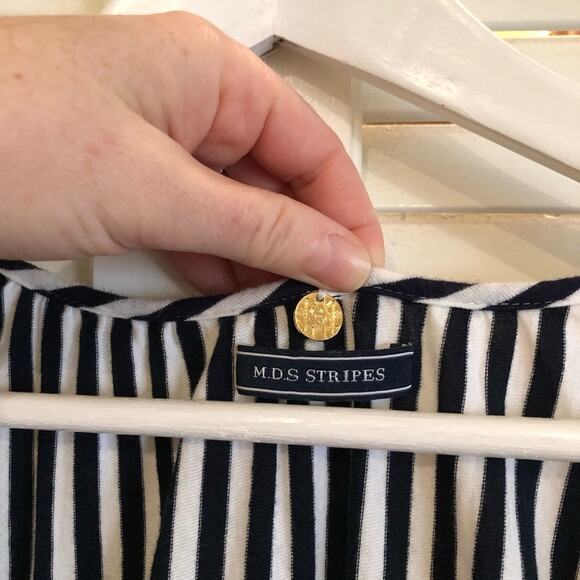 MDS Stripes Blue and White Striped Garden Midi Dress - Picture 6 of 10